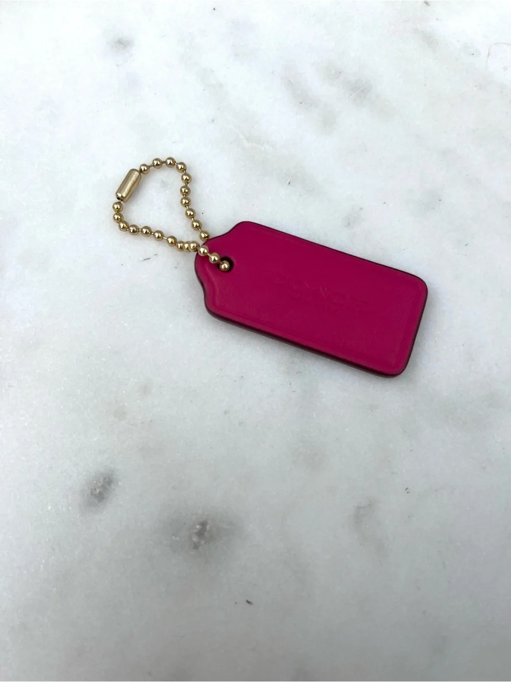 COACH Leather Hang Tag, Hot Pink